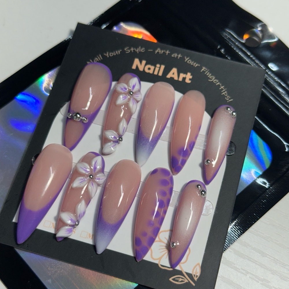Purple and Nude Nail Art Set
